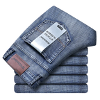 2026 New Business Men's Jeans Casual Straight Stretch Fashion Classic Blue Black Work Denim Pant Trousers Male  Clothing