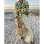 Loose Slimming Mid-length Long Sleeve Lapel Shirt Outfit
