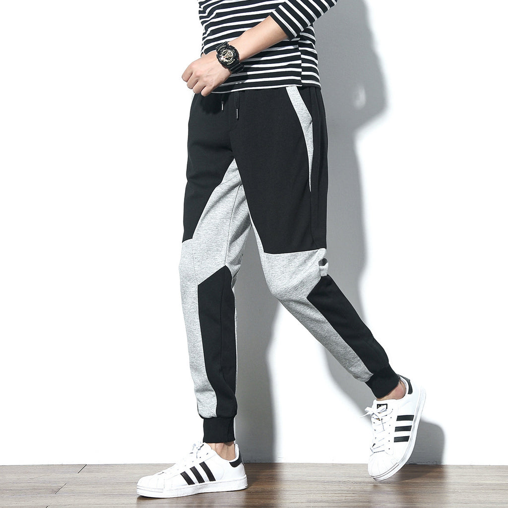 Men's Color Block Slim Fit Joggers, Big Size Long Pants