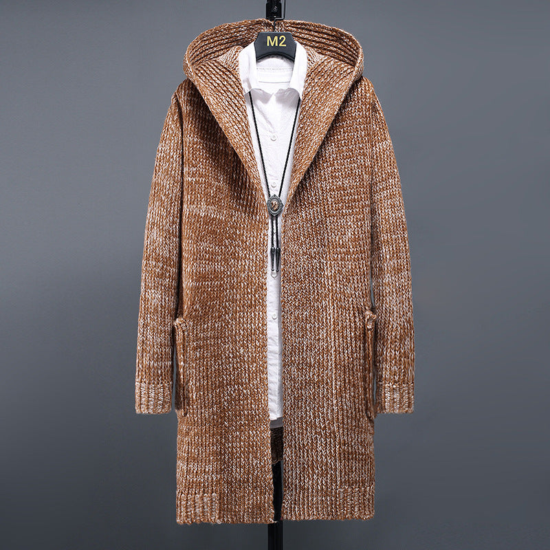 Men's Casual Hooded Loose Knit Cardigan Sweater