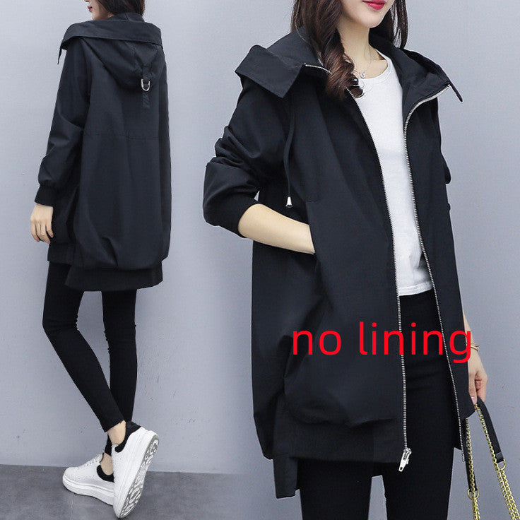 Casual Hooded Mid-Length Trench Coat