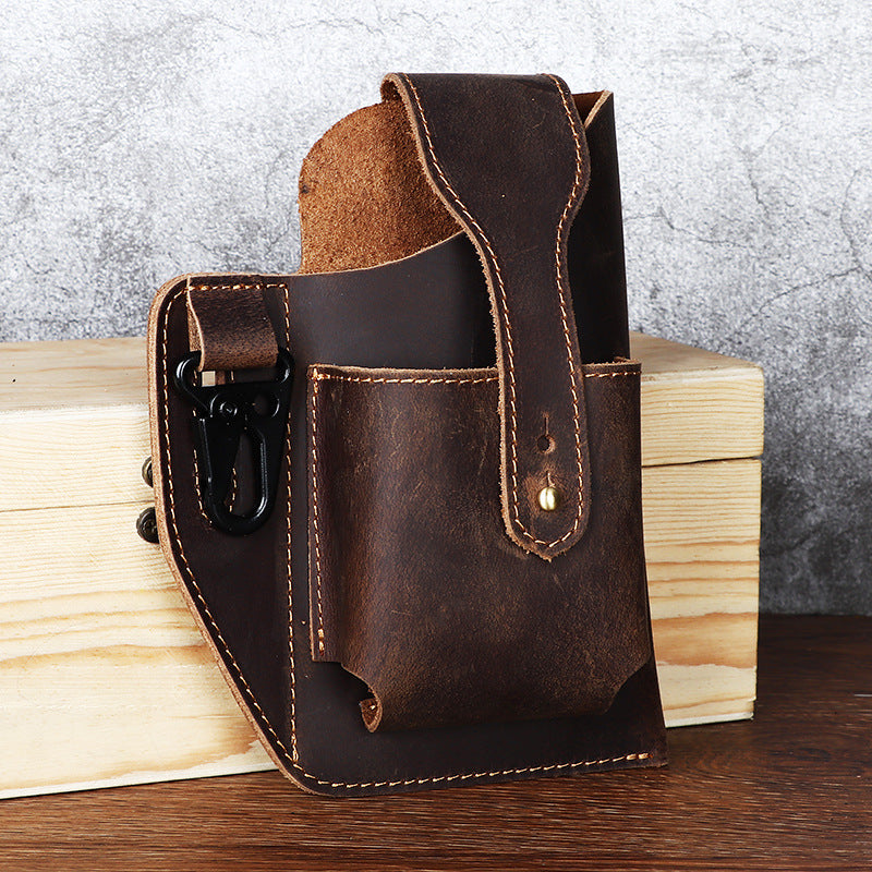 Bolsa retro de cuero para hombre con cinturón colgante para teléfono