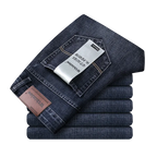 2026 New Business Men's Jeans Casual Straight Stretch Fashion Classic Blue Black Work Denim Pant Trousers Male  Clothing