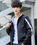 Men's Mid-Length Trench Coat - Casual Hooded Jacket