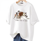 Kawaii Cat Graphic Oversized Cotton T-Shirt for Summer