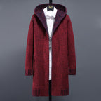 Men's Casual Hooded Loose Knit Cardigan Sweater