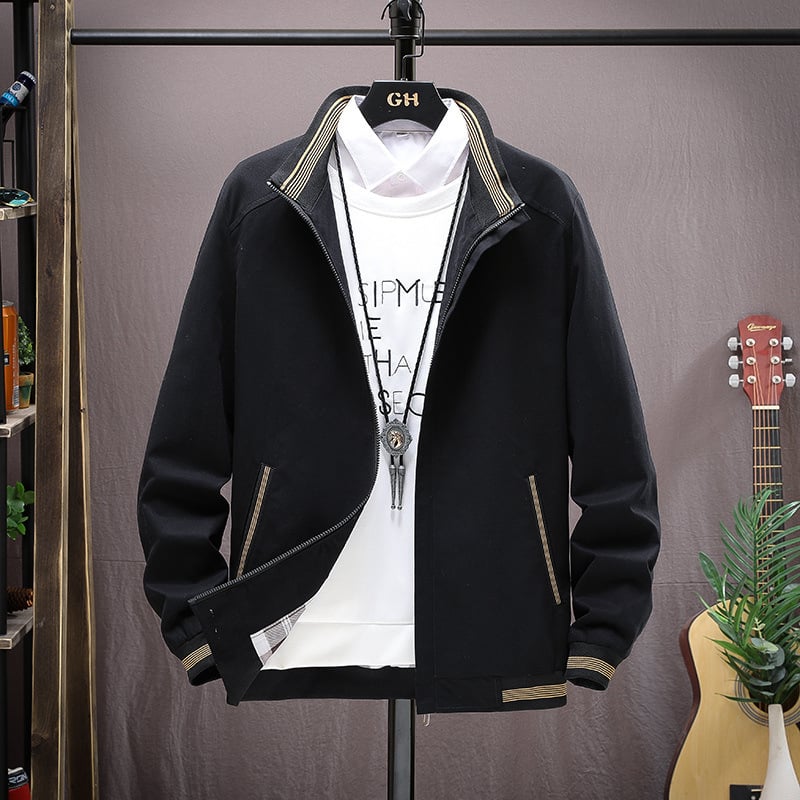 Men's Casual Stand Collar Cotton Jacket for Spring/Autumn