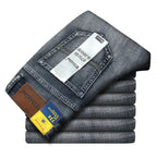 2026 New Business Men's Jeans Casual Straight Stretch Fashion Classic Blue Black Work Denim Pant Trousers Male  Clothing