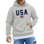 Graphic Hoodies for Men Western Fleece USA Pullover with Pockets Plus Size Tops for Men Outdoor Trendy Winter Clothes Sweatshirts Ropa Deportiva para Hombre Outfits Hoodies Gray L