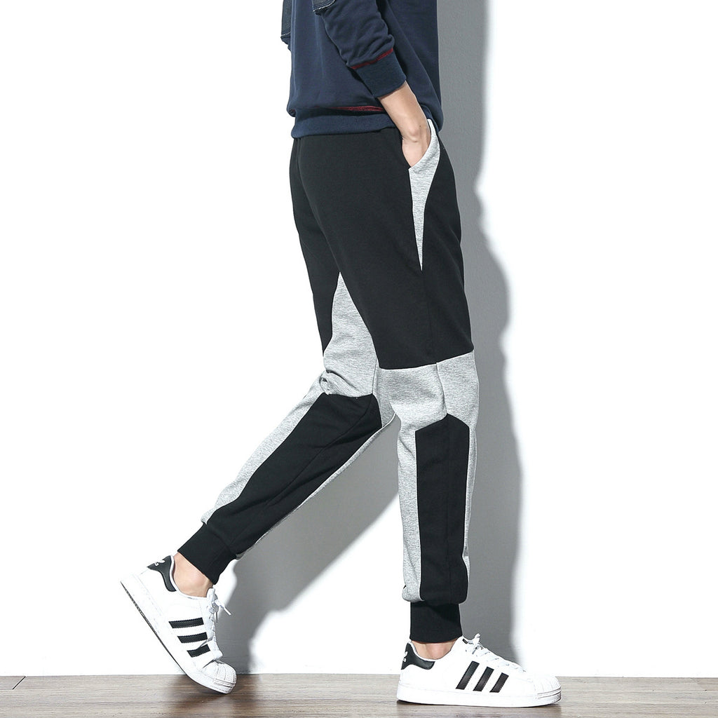 Men's Color Block Slim Fit Joggers, Big Size Long Pants