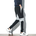Men's Color Block Slim Fit Joggers, Big Size Long Pants