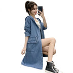 Women's Mid-length Hooded Cardigan Trench Coat